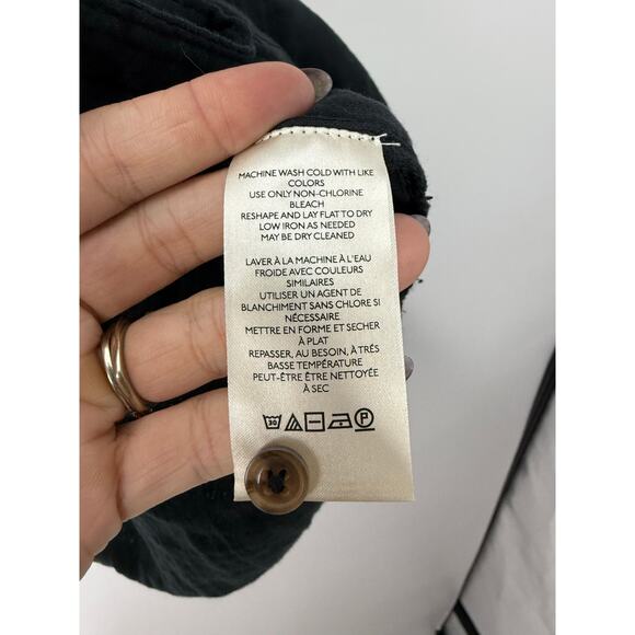 Pilcro Anthropologie Cotton Double Gauze Button Down Shirt 3X Black Minimalist - Picture 10 of 11